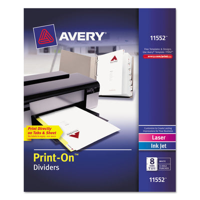 INDEX,PRINT-ON,8T,5/PK,WH