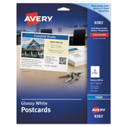 CARD,POST GLSY 100,WHT